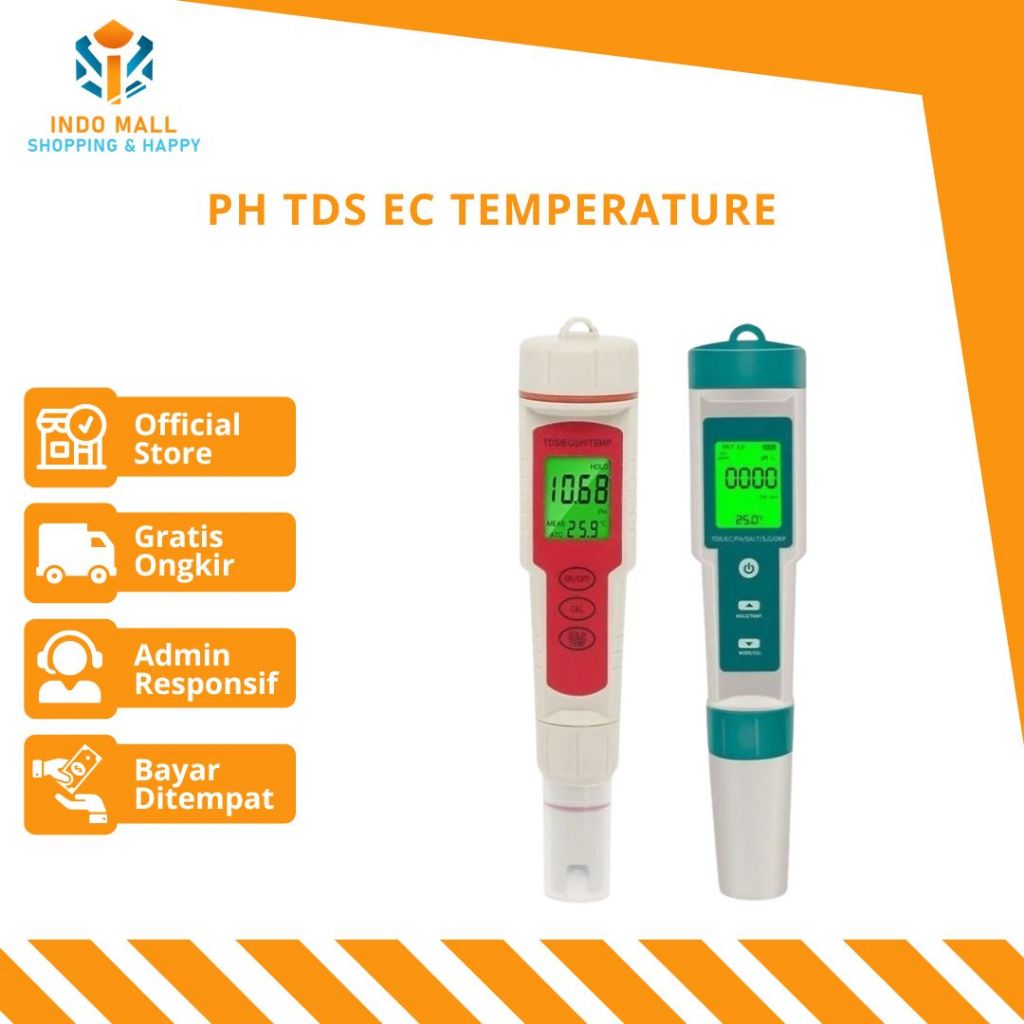 PH TDS EC Temperature Meter EZ9908 COM-600 Tester ATC EZ-9908 Temp Suhu Hydrophonic Hidroponik EZ 9908 Hidrophonik 4in1