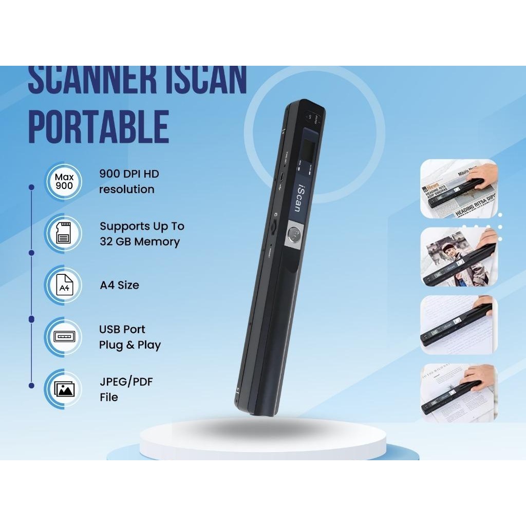 Jual ISCAN SCANNER PORTABLE 900 DPI HD Resolution A4 Size USB Port Plug ...