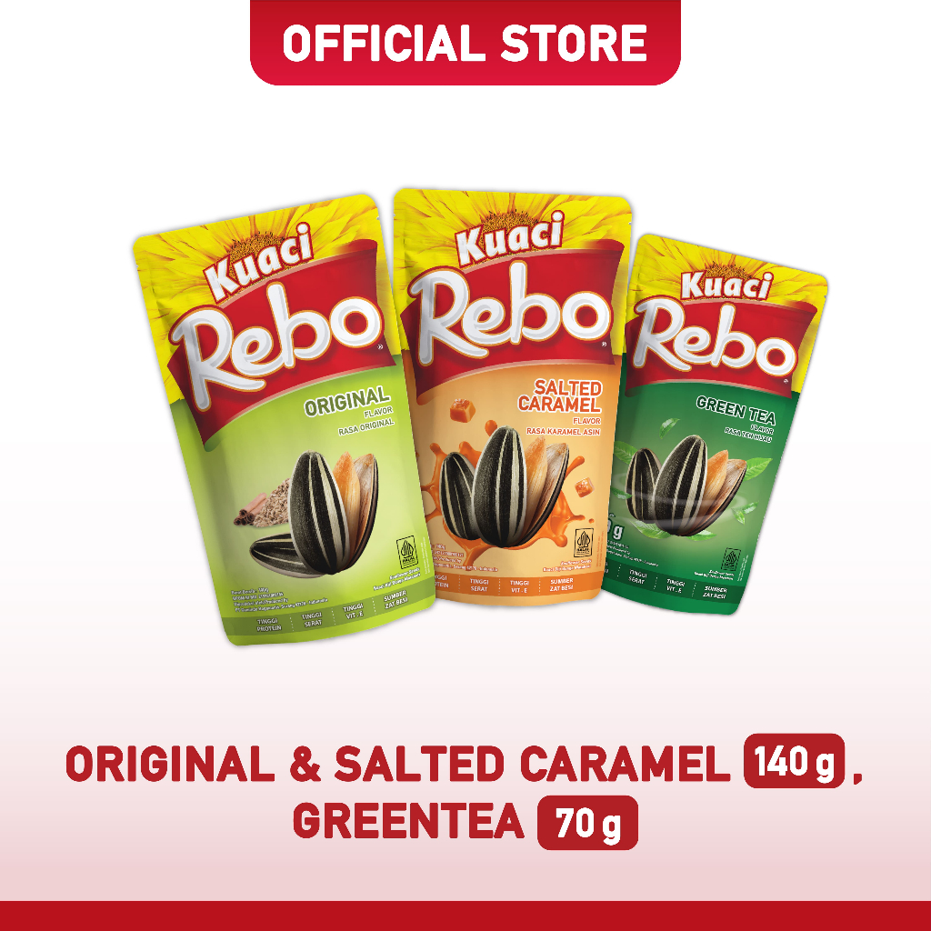 Jual Rebo Kuaci Rasa Original, Caramel 140 Gram & Green Tea 70 Gram ...
