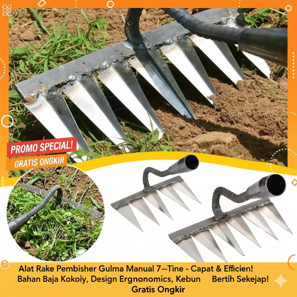 Jual Rake Besi Gulma Alat Perkebunan Penyiang Pencabut Pembersih Rumput ...