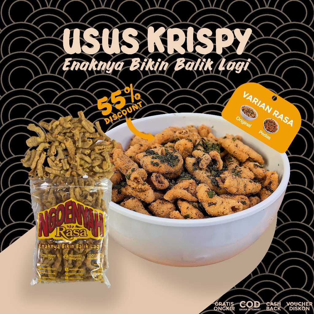 Jual Ngoenyah Rasa - Snack Cemilan Usus Crispy Rasa Original dan Pedas ...