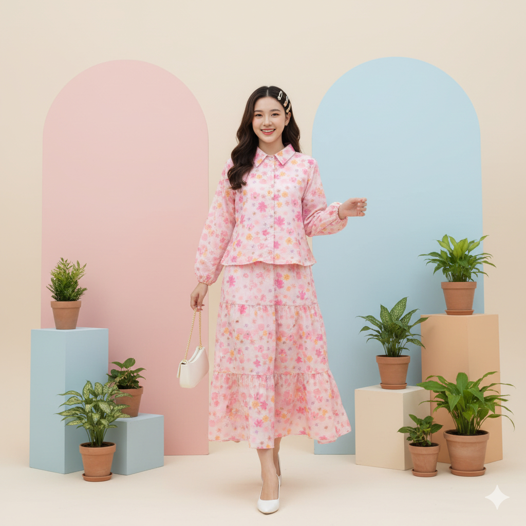 Jual IL - Setelan Rok Vayla Wanita Kekinian One Set Katun Premium Jumbo ...
