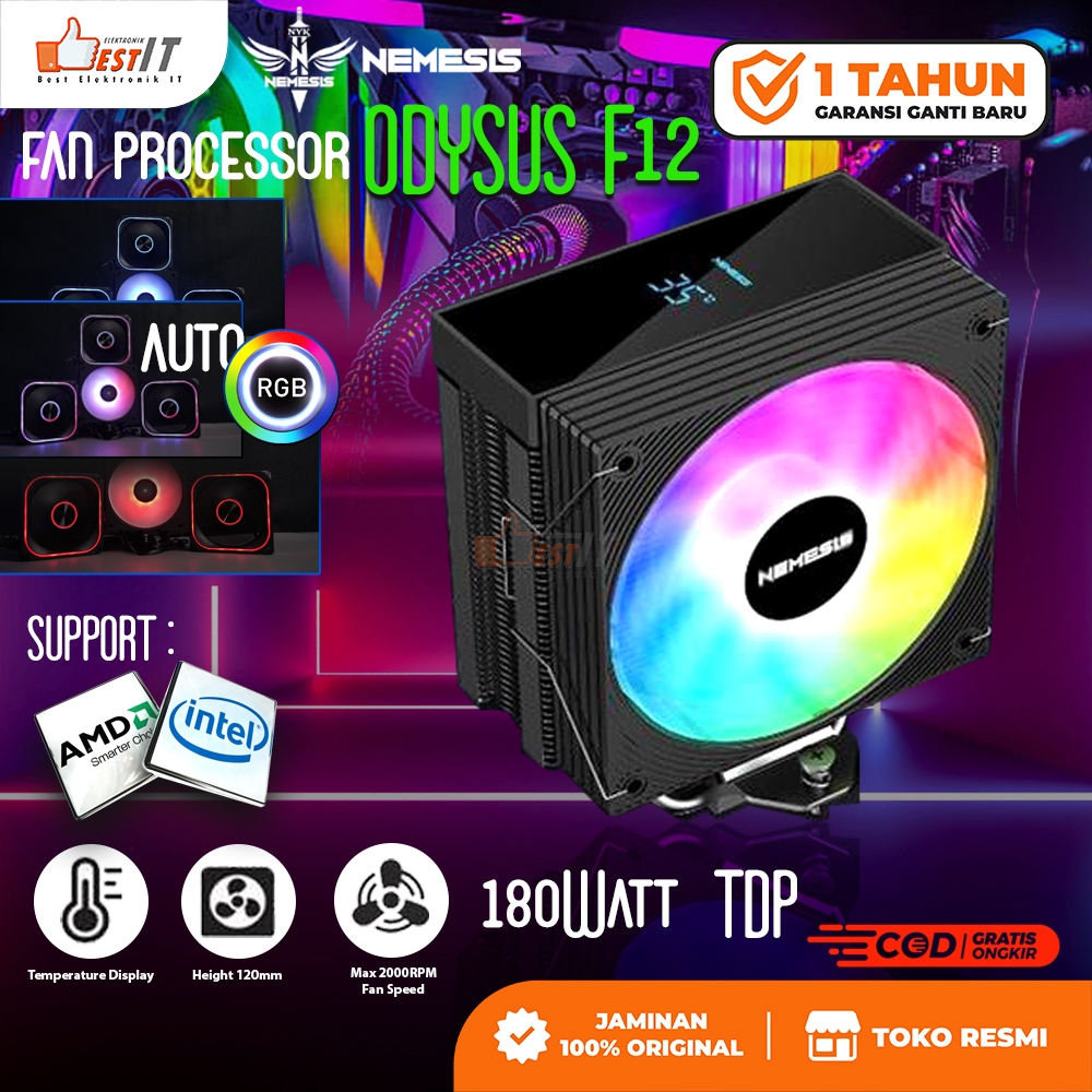 Jual Fan Processor Intel AMD 180Watt TDP ARGB Temperatur LED Fan ...