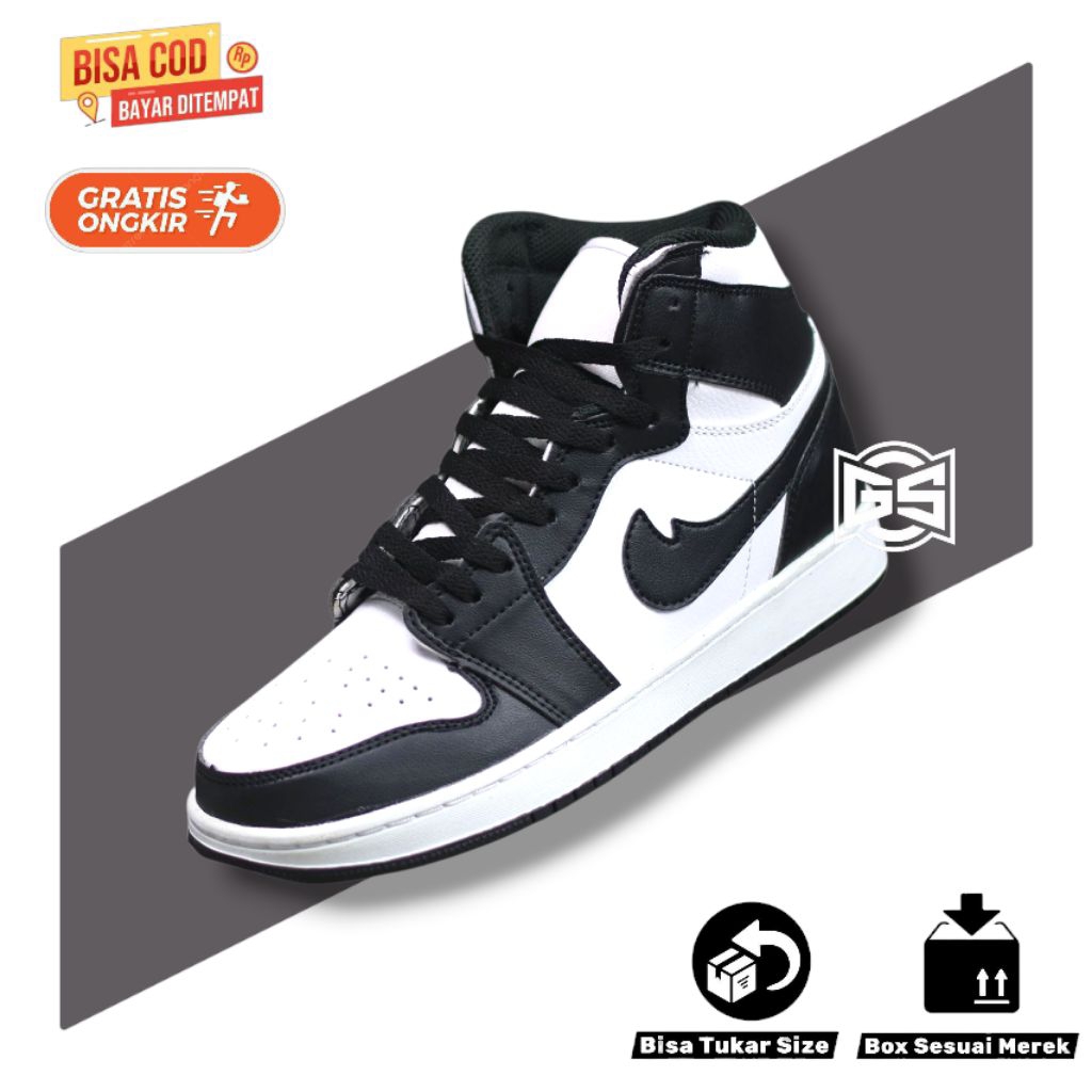 Jual Sepatu Sneaker Pria Wanita Jrdn Black White Panda Hitam Putih ...