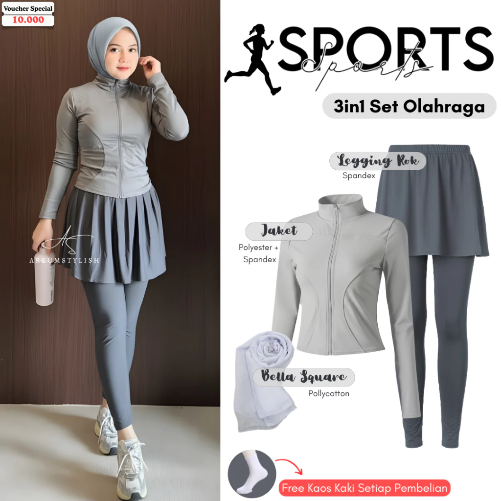 GRL 155 3in1 Olahraga Kekinian Jacket Legging Hijab