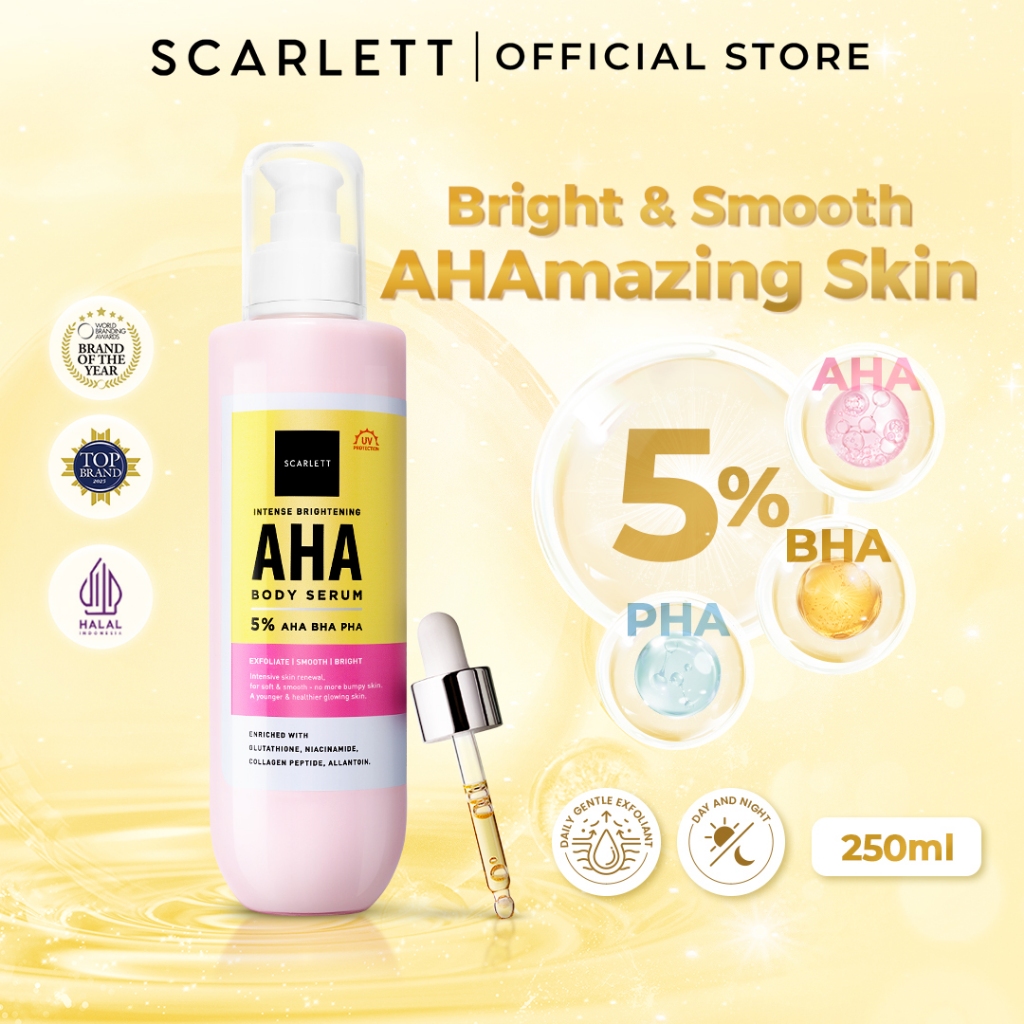 Jual SCARLETT Intense Brightening AHA Body Serum 250ml | 5% AHA BHA PHA ...