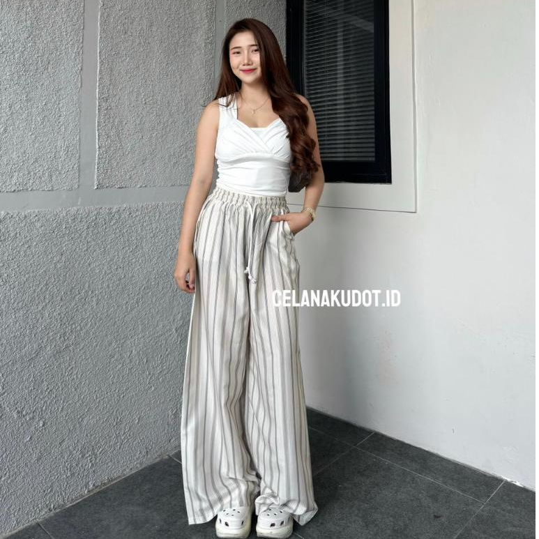 Celanakudot - Everyday Pants Strip Celana Panjang Wanita Baggy Kantor Kuliah Kul - foto 1