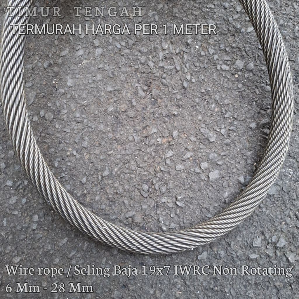 Jual Seling Baja / Wire Rope 19x7 + IWRC Ungalv 25 mm 26 mm 28 mm Kawat ...