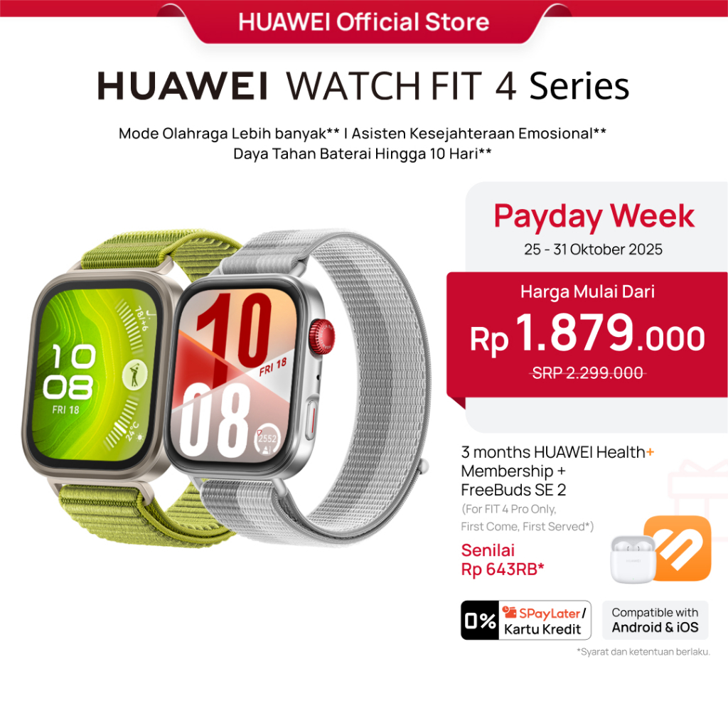 [TOP 1] HUAWEI WATCH FIT Series Stylish Design GPS 10-Day Battery  Life* Sports Tracking Health Management