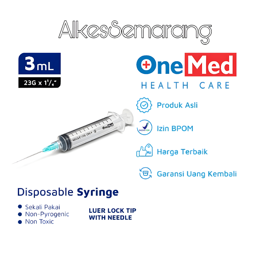 Jual Spuit / Syringe 3cc OneMed Isi 100 pcs Alat Injeksi Sekali Pakai ...
