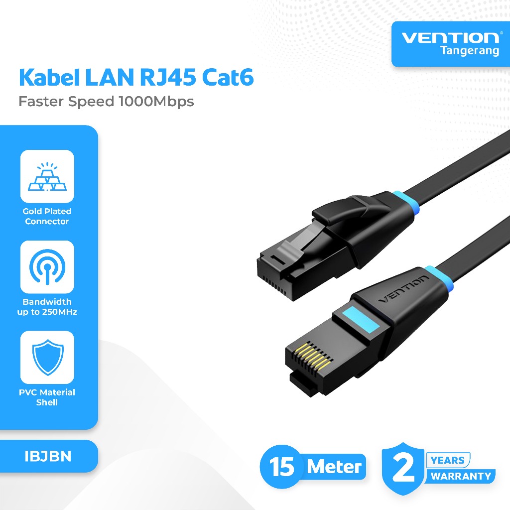 Jual Vention Kabel LAN RJ45 Flat Cat6 UTP Patch Cable 1000Mbps Gigabit ...
