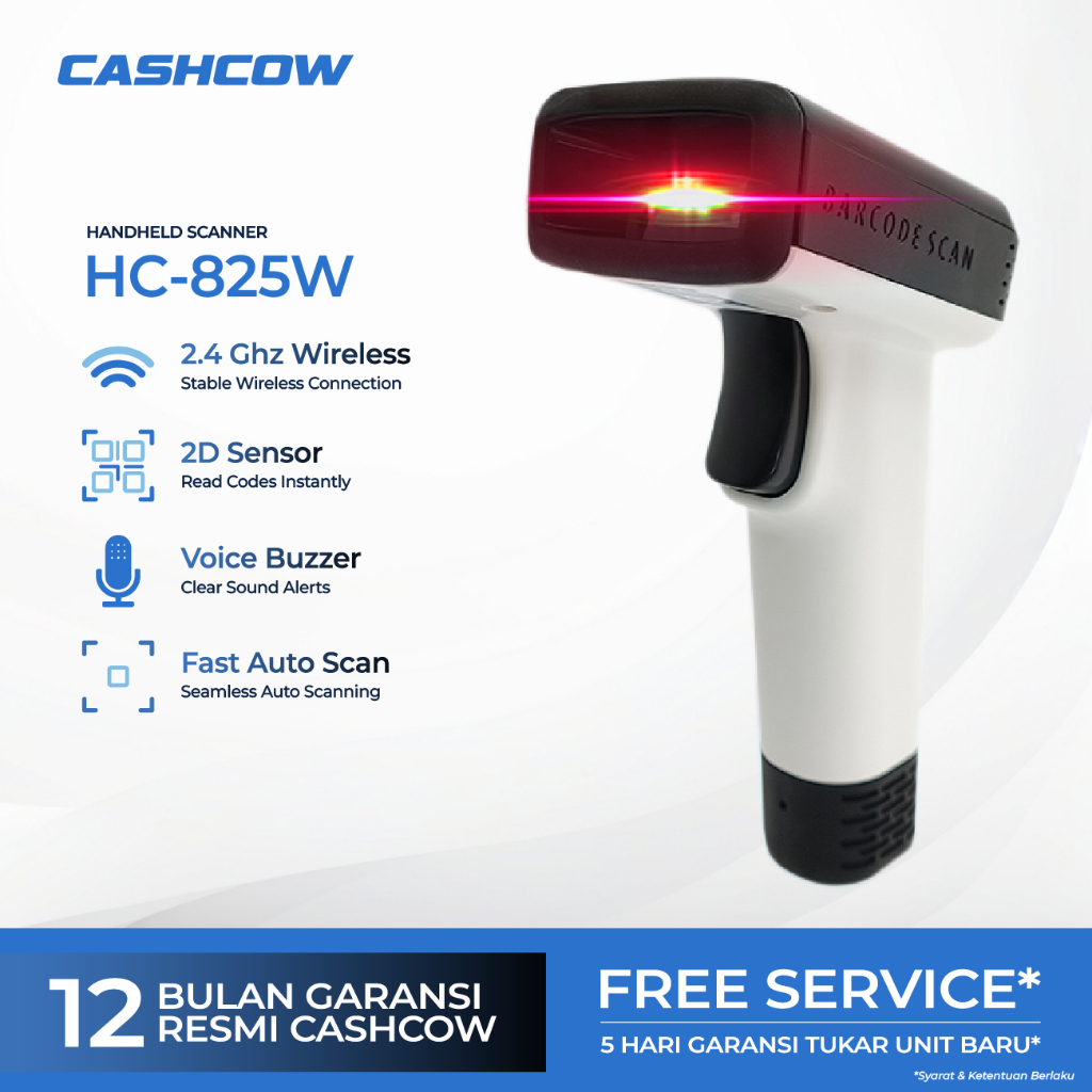 Jual CASHCOW HC825W – Scanner 2D/1D Wireless 2.4G, Honeywell Sensor ...