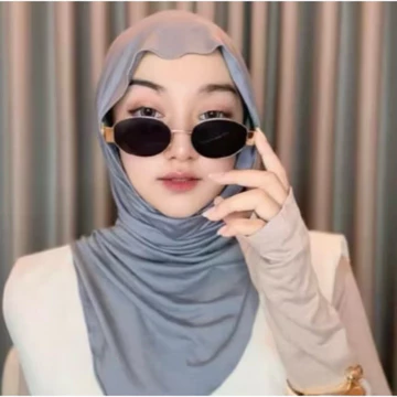 Hijab Instan Bergo Huma Bahan Jersey Cooltech Meleyot Pashmina Top Bisa Empat Model Size M