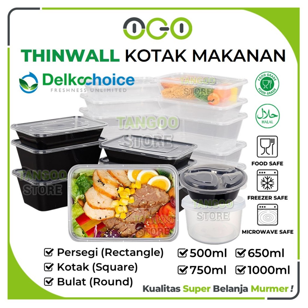 Jual Thinwall Rectangle & Round Food Container Box Tempat Makan Plastik ...