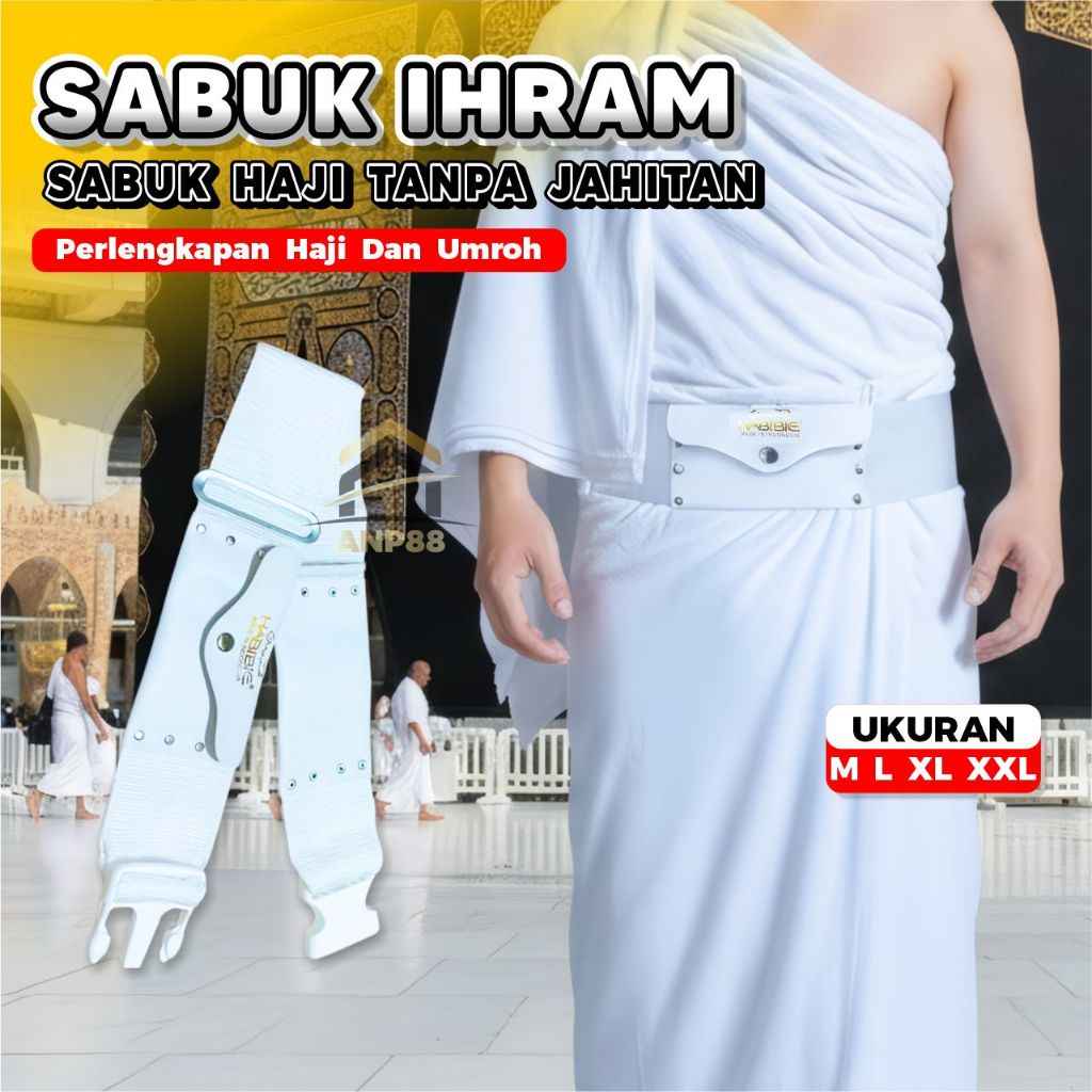 Jual ANP88 Sabuk Ikat Pinggang Ihram Putih Tanpa Jahitan Sabuk Haji ...