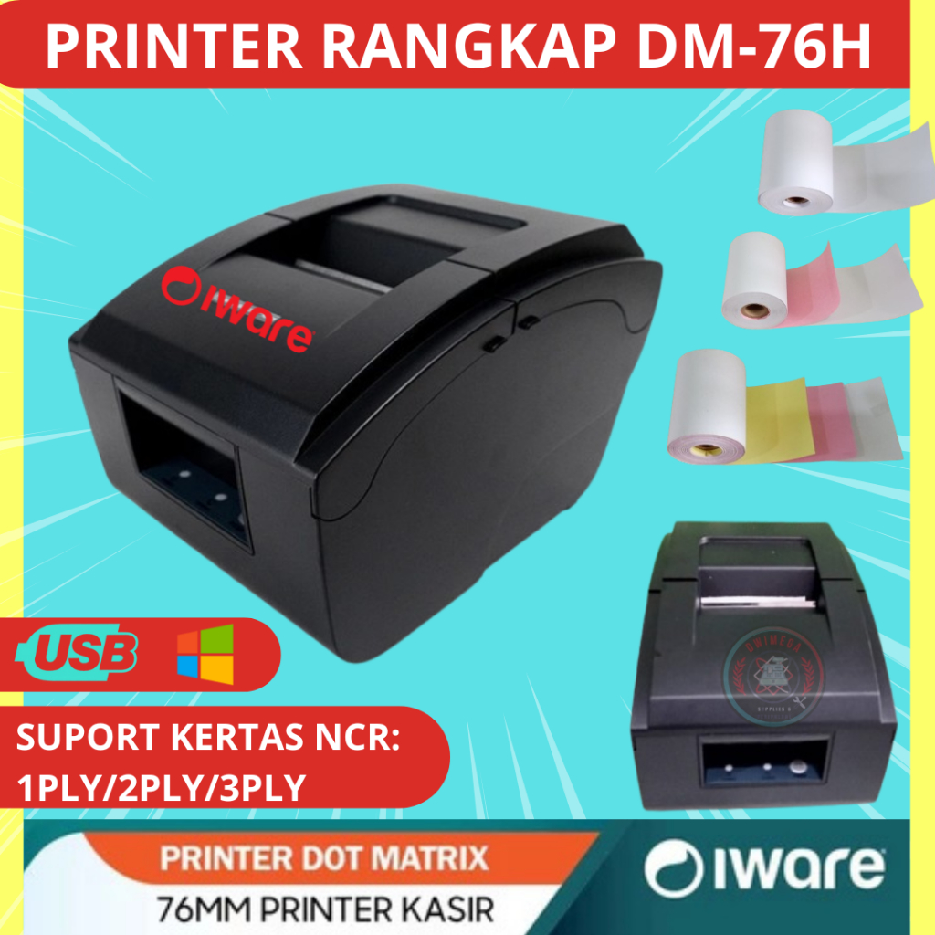 Jual Printer Kasir Dotmatrix Rangkap /DM-76H /USB/ i ware Kertas ...