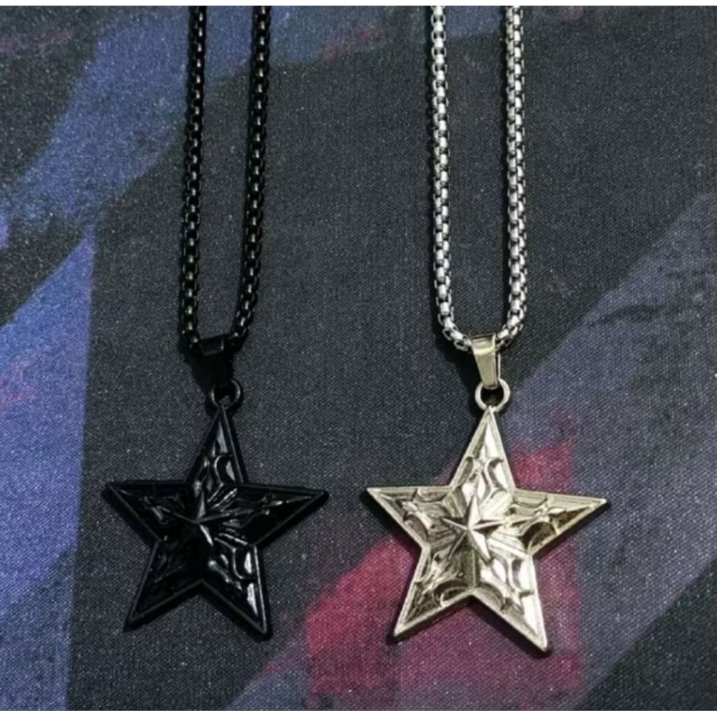 Jual Kalung Titanium Rantai Rollo dengan Liontin Bintang Punk Anti ...
