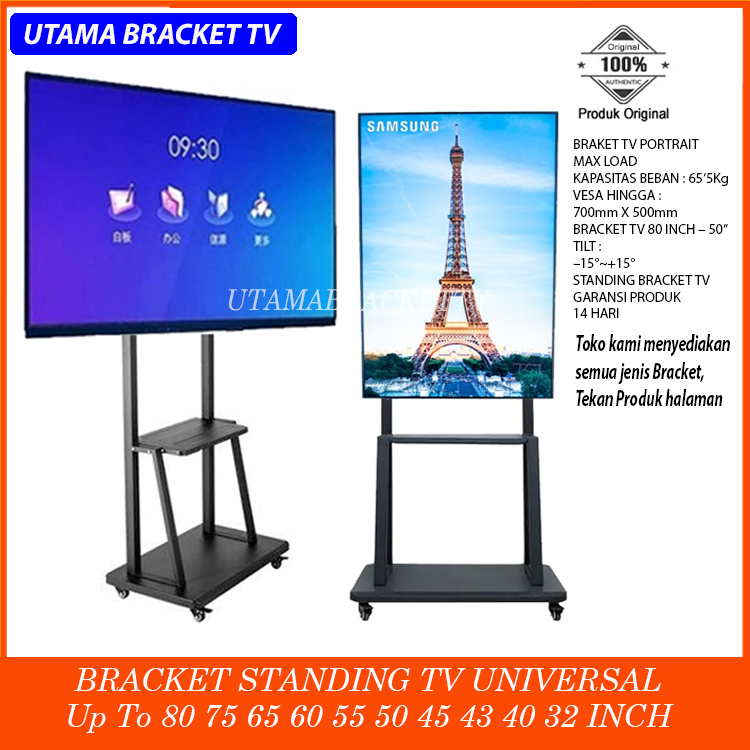 Jual Standing Bracket Roda bracket standing 32-75 40 45 50 55 65 Inch ...