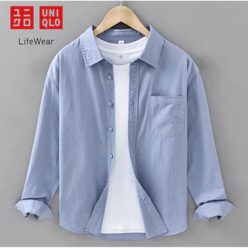 Kemeja Putih Uniqlo Pria Lengan Panjang Slim Fit