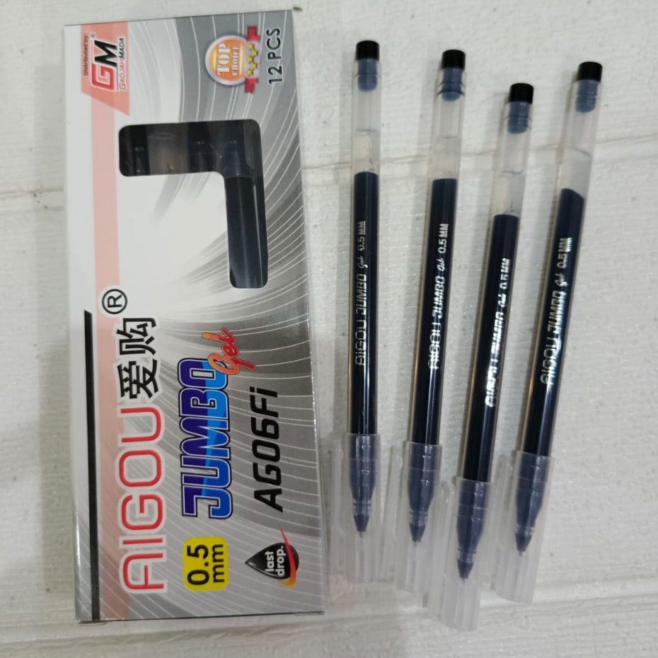 Jual ( 1Pack=12 Pcs ) Pulpen JUMBO GEL aigou AG-06FI 0.5mm | Shopee ...
