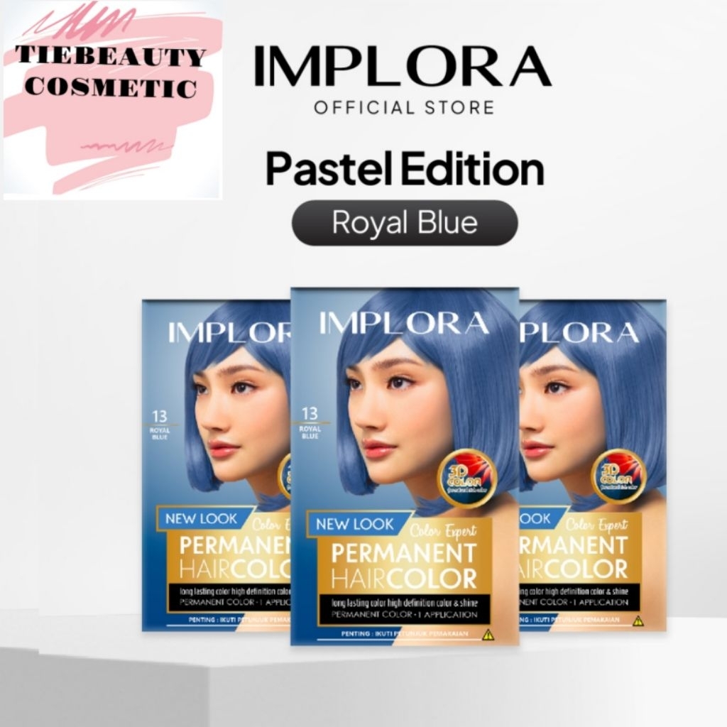 Jual IMPLORA 3 PCS ROYAL BLUE HAIR COLOR PERMANENT PEWARNA RAMBUT ...