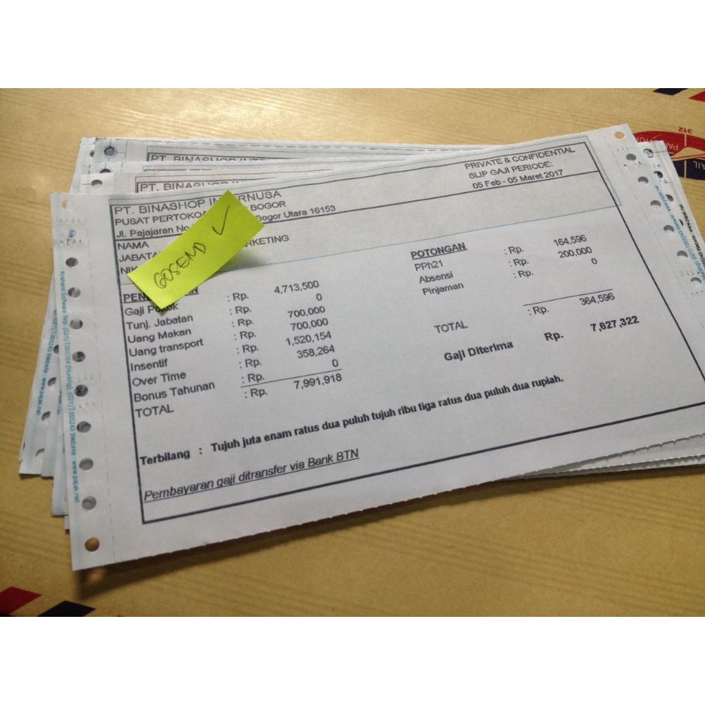 Jual Slip rangkap 3 karyawan custom | Shopee Indonesia