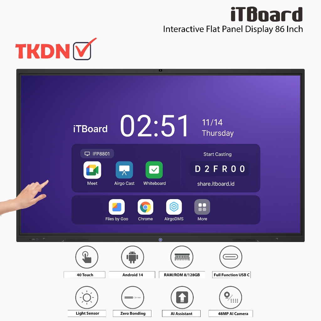 Jual iTBoard Interactive Flat Panel Display 86 Inch Smartboard ...