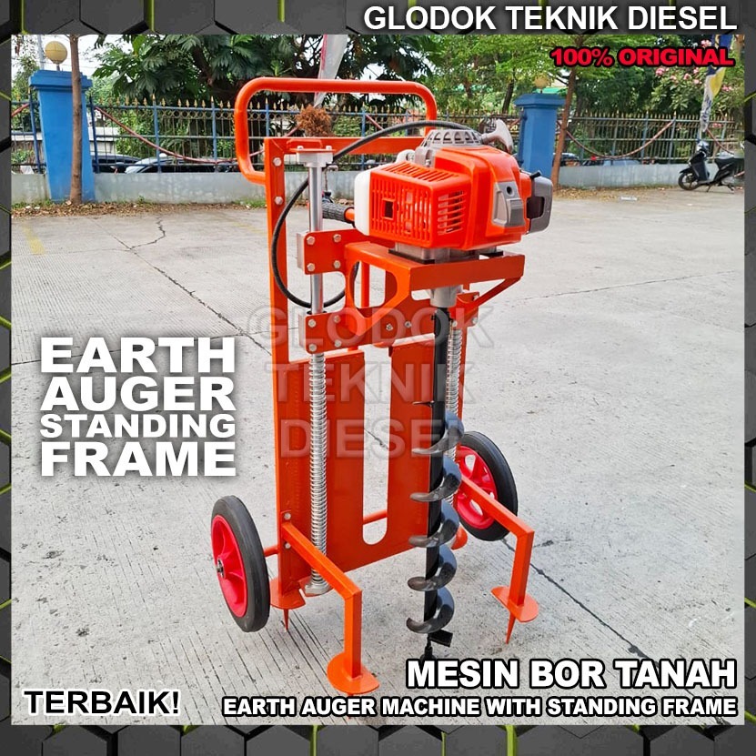 Jual Mesin Bor Tanah Dorong Roda STANDING Frame / Power Drill Earth ...