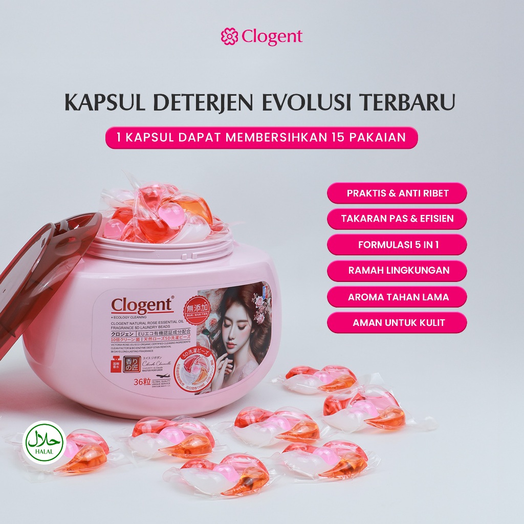 Jual 5-in-1 36pcs Clogent Laundry Pods 5 in 1 Sabun Cuci Baju Detergent ...