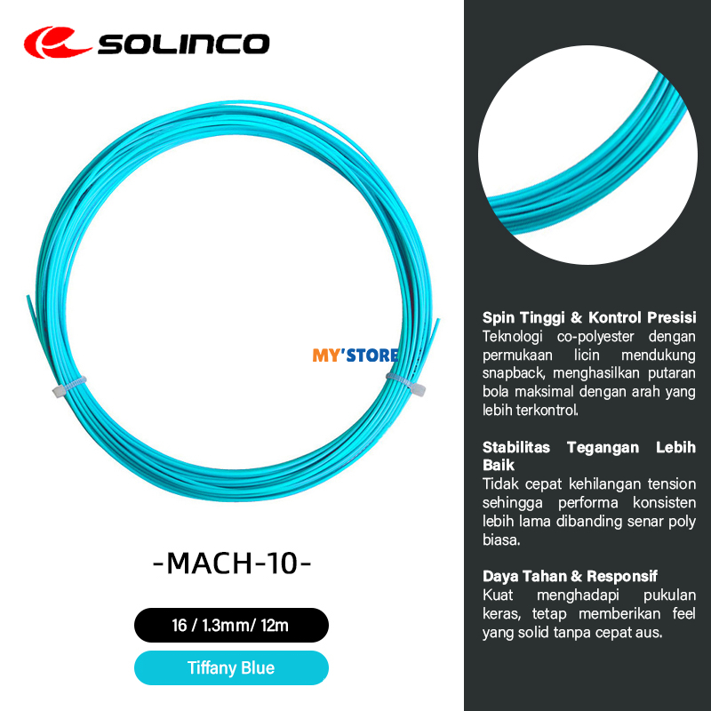 Jual Senar Raket Tennis Solinco MACH 10 MACH-10 Tiffany Blue Co ...