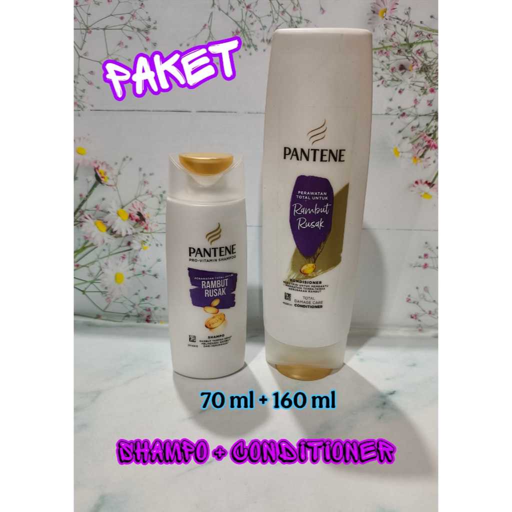 Pantene Paket Hemat Shampo dan Kondisioner Rambut Rusak 70ml + 160ml Mencerahkan Kusam dan Hydrating