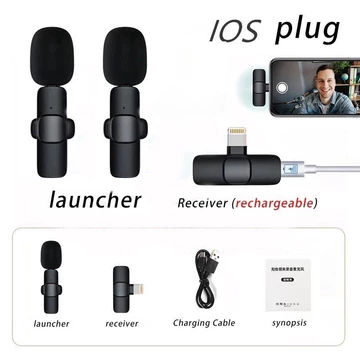 Mic Wireless Clip On Microphone Content Creator Mikrofon Lavalier HP Plug Play Bluetooth W13