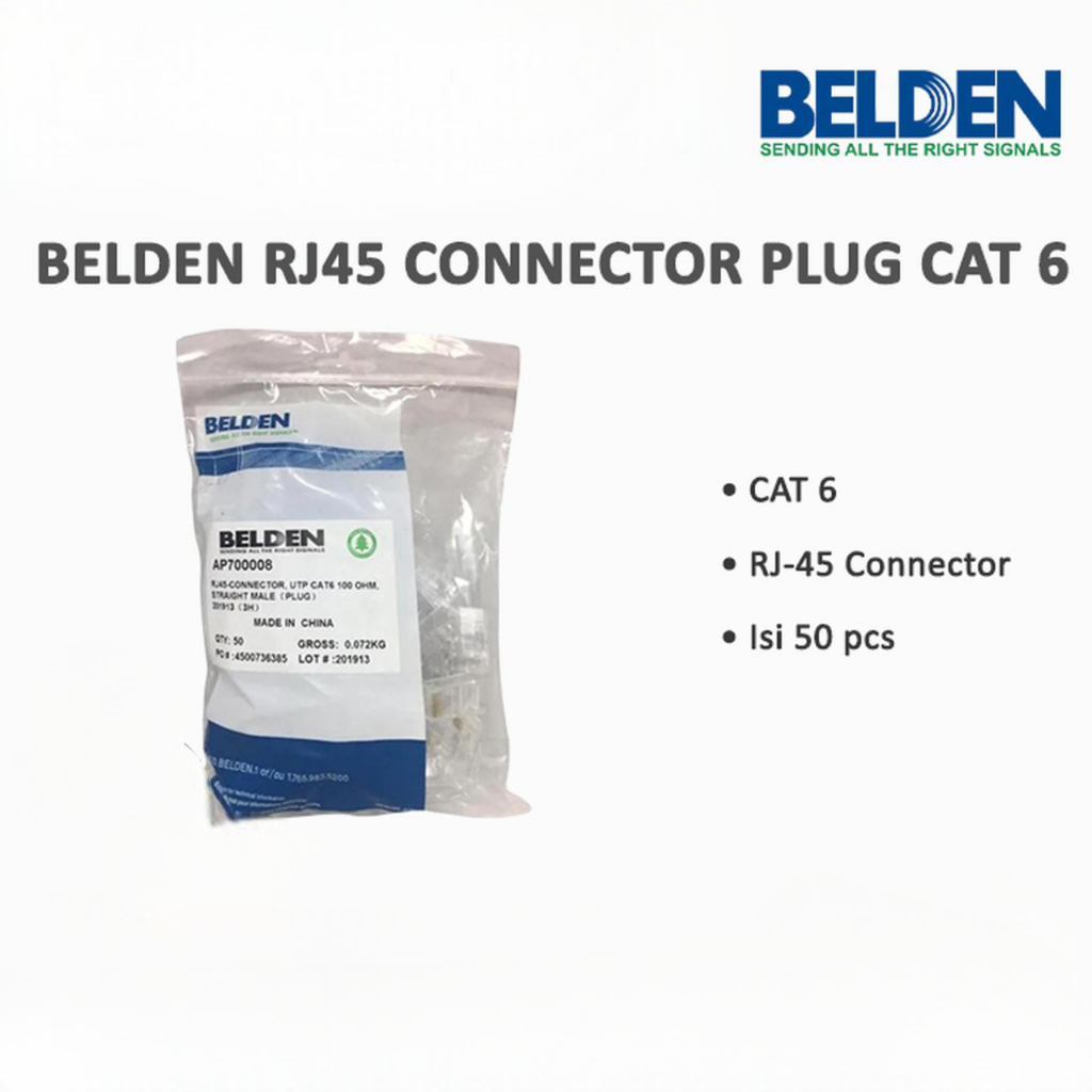Jual CONNECTOR RJ45 BELDEN RJ45 UTP CAT6 CONNECTOR BELDEN CAT 6 ...