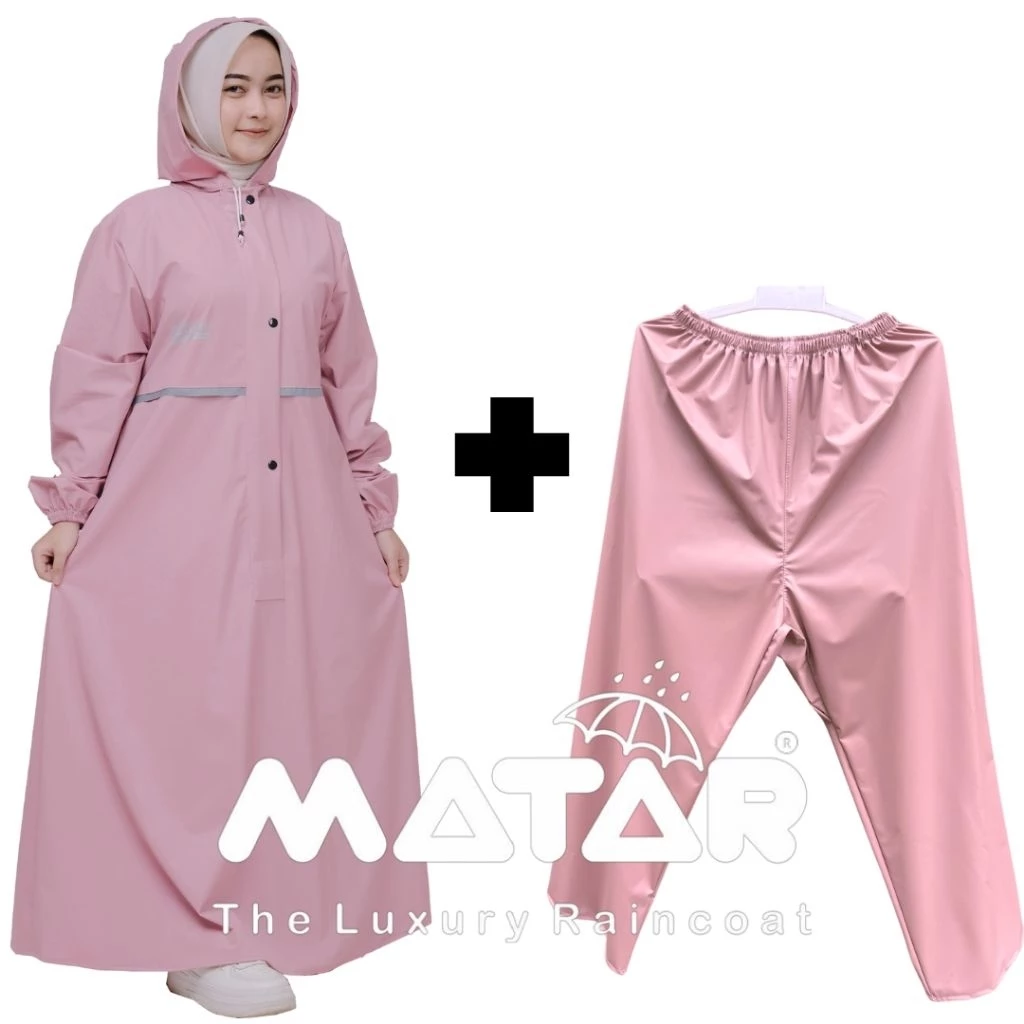 MATAR JAS HUJAN GAMIS WANITA CELANA DEWASA BAHAN PVC KARET TEBAL ELASTIS ANTI AIR