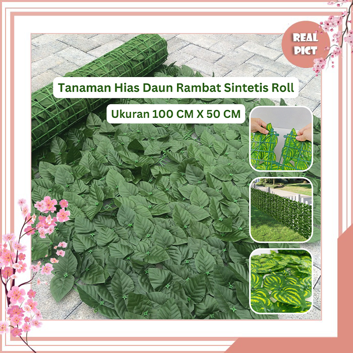 UNICO Tanaman Hias Daun Rambat Dinding Sintetis Termurah Daun Hiasan Garden Ukuran 100 x 50 CM PBP58