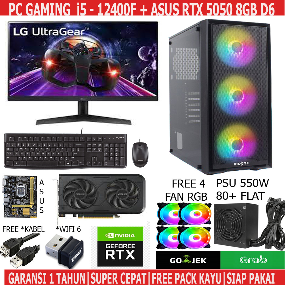 Jual PAKET PC/CPU/KOMPUTER GAMING i5 12400F RTX 5050 FULLSET | Shopee ...