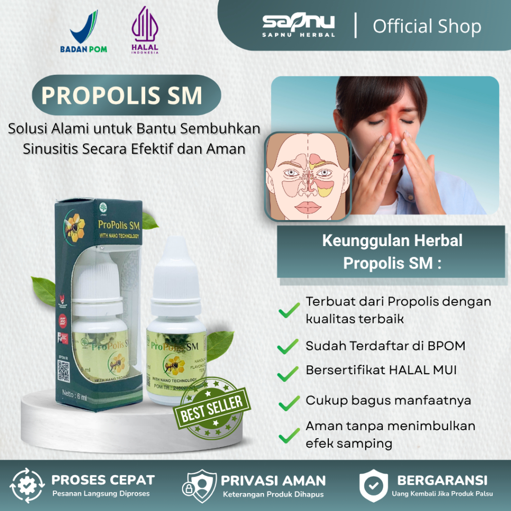 Jual Obat Sinusitis Alami Herbal Propolis SM Atasi Hidung Mampet ...