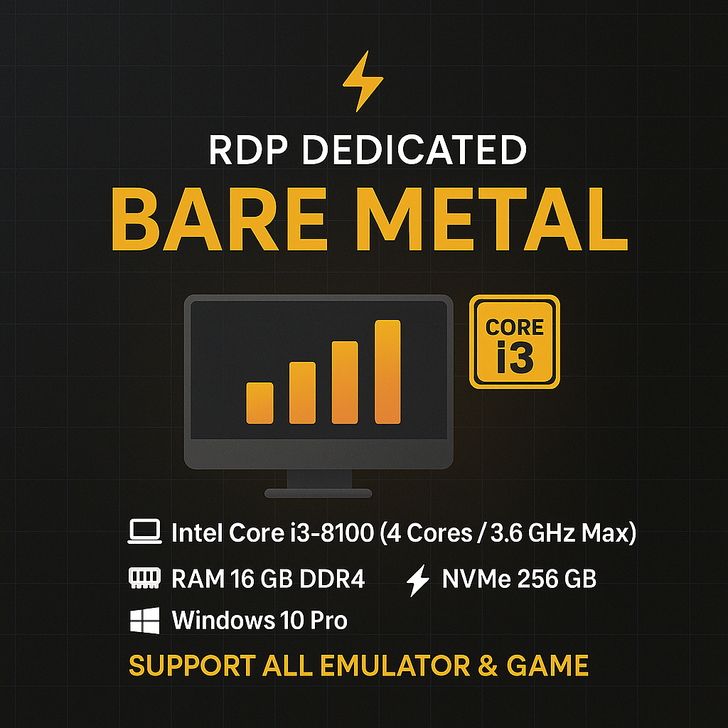 Jual RDP Dedicated / Bare Metal Super Cepat ⚡ Intel Core i3-8100 | 16GB ...