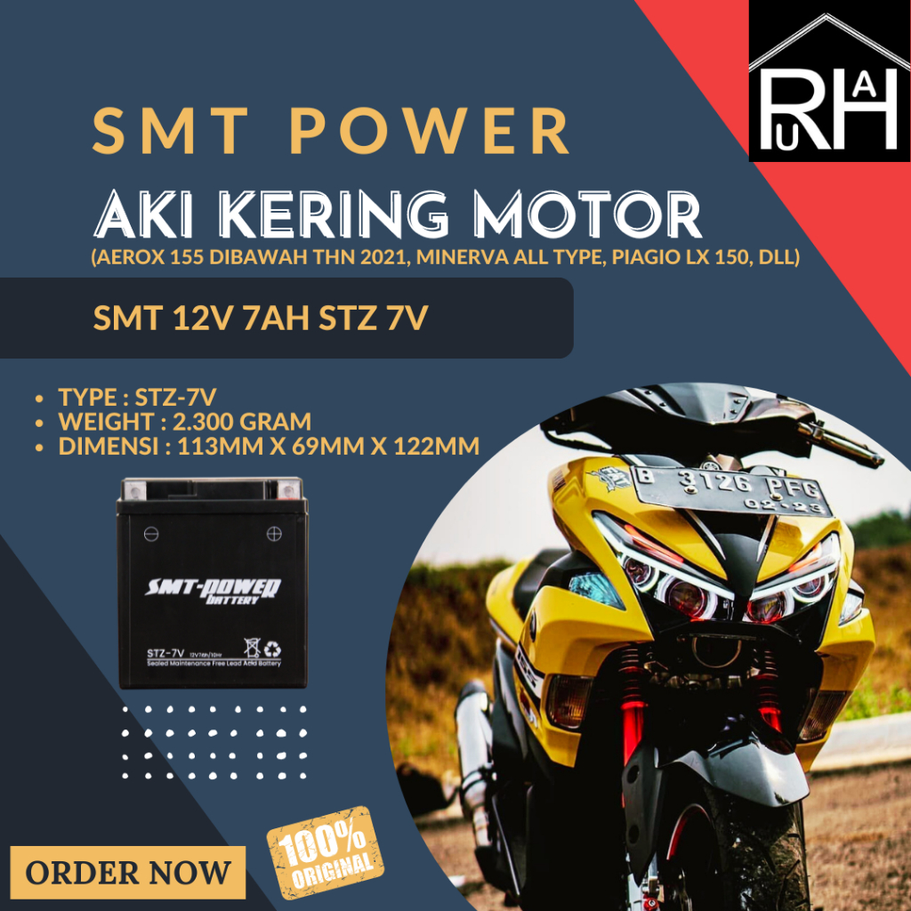 Jual Baterai Motor SMTPower STZ7V 12v 7ah 10hr STZ 7V Battery Aki ...
