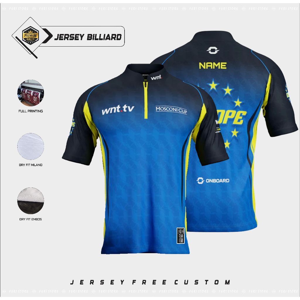 Jual Jersey Billiard Custom Full print Pria Wanita Dry Fit Milano ...
