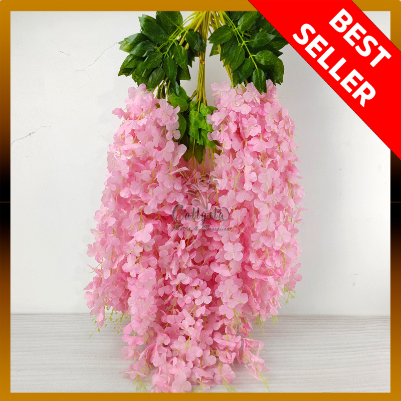 Jual COD 1 LUSIN BUNGA WISTERIA JUMBO PINK - DAUN RAMBAT JUNTAI PLASTIK ...