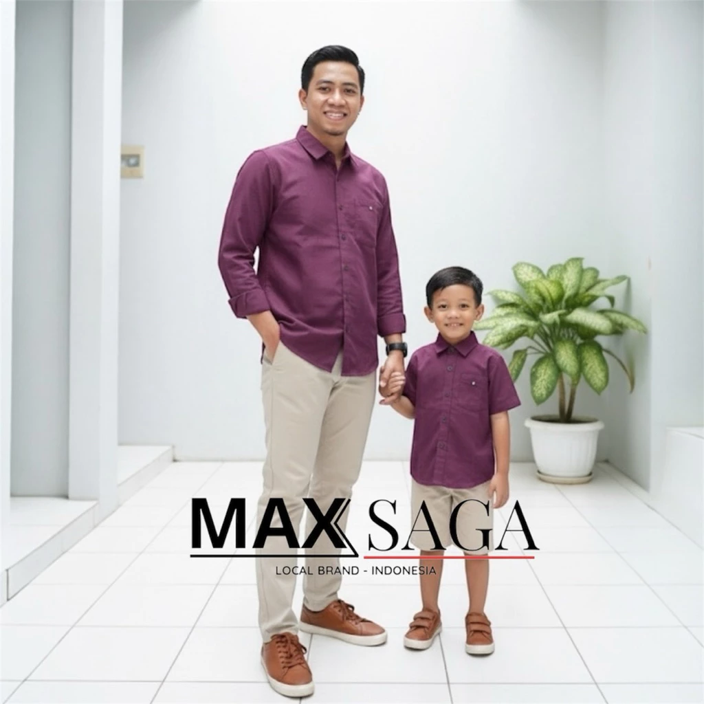 Kemeja Pria Dewasa dan Anak Couple Bahan Katun