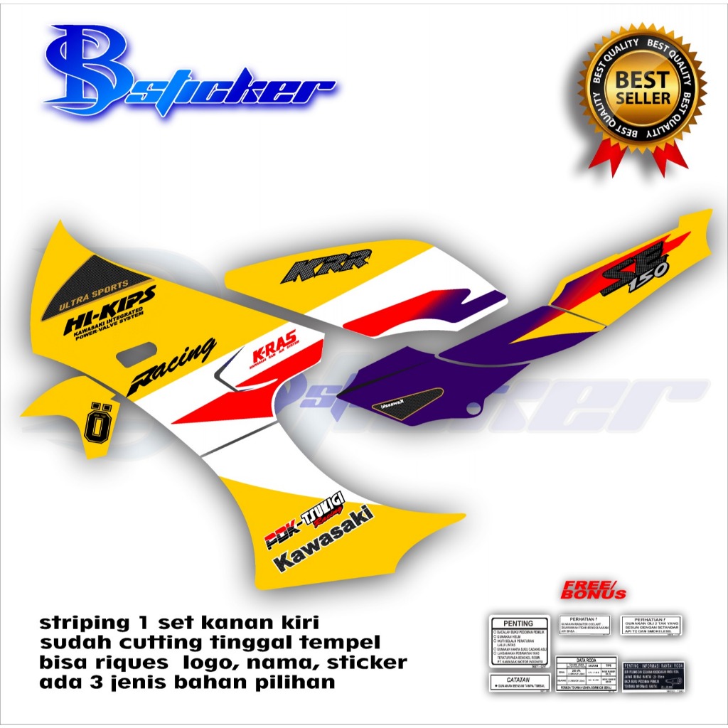 Jual Sticker Striping Kawasaki Ninja KRR SE transparan laminasi ...