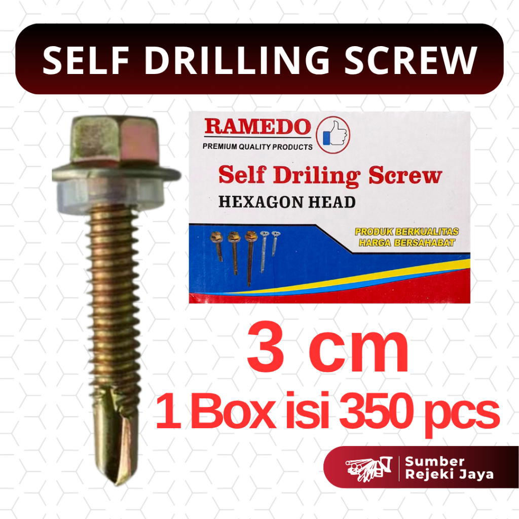 Self Drilling Screw / Skrup Drilling 12 x 30 | 3cm | BOX | RAMEDO