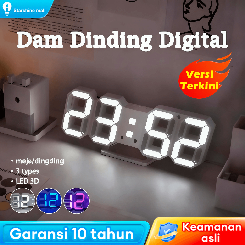 Jual Jam Dinding Digital LED Jam Meja LED 3D Bentuk Angka Modern ...