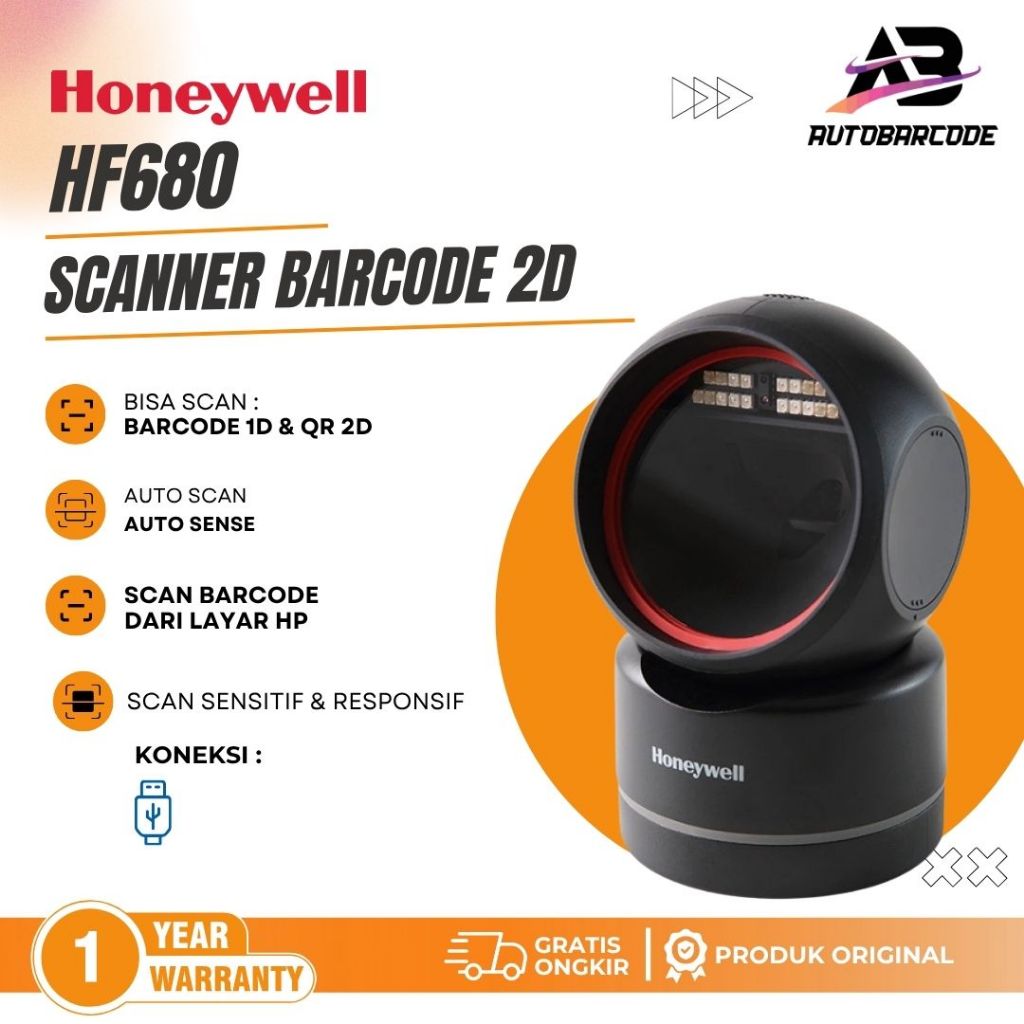 Jual Scanner Barcode 2D Honeywell HF680 Scan 1D Qris Desktop Usb ...