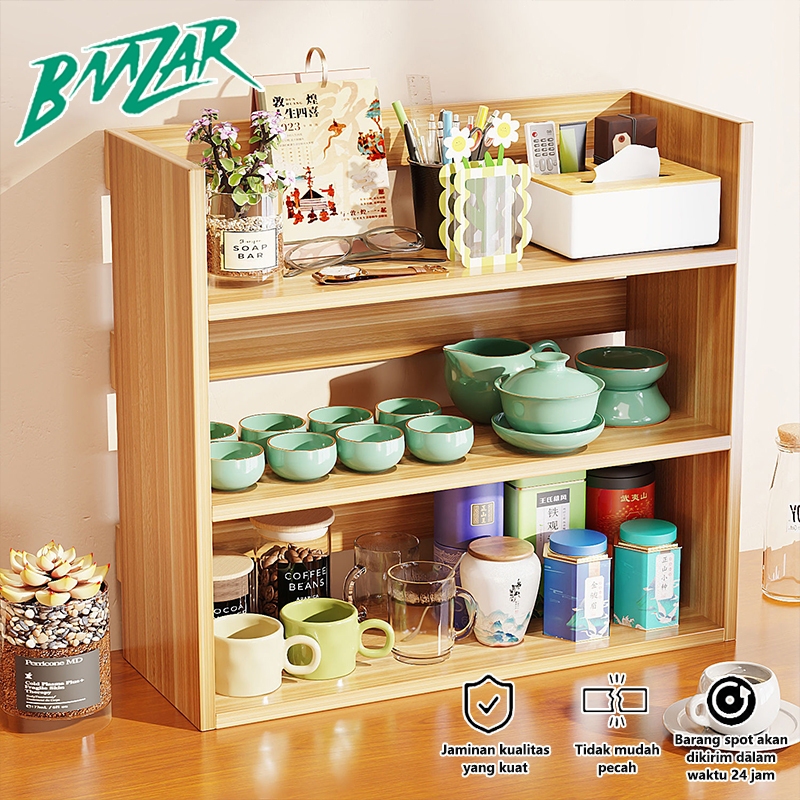 Jual BMZAR Rak Meja Kayu Aesthetic Multifungsi Hemat Ruang Rak Buku ...
