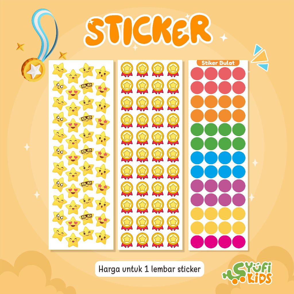 Jual YUFIKIDS - Sticker Bintang Reward Anak / varian sticker medali ...