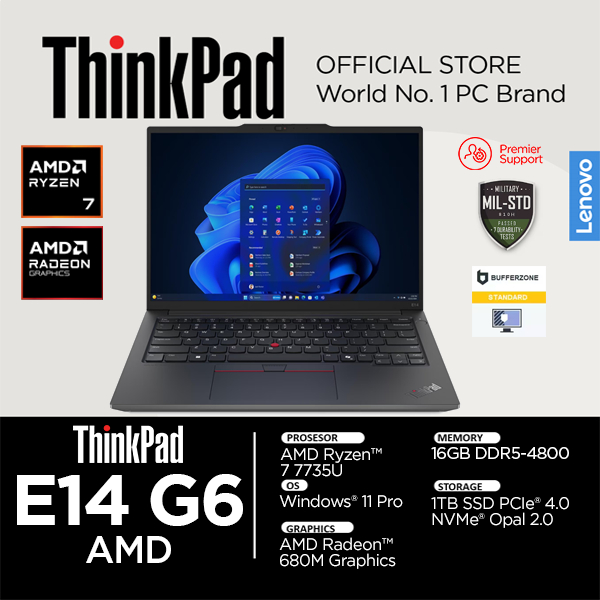 Lenovo ThinkPad E14 Gen 6 – AMD Ryzen 7 7735U, 16GB RAM, 512GB SSD, 14'' IPS