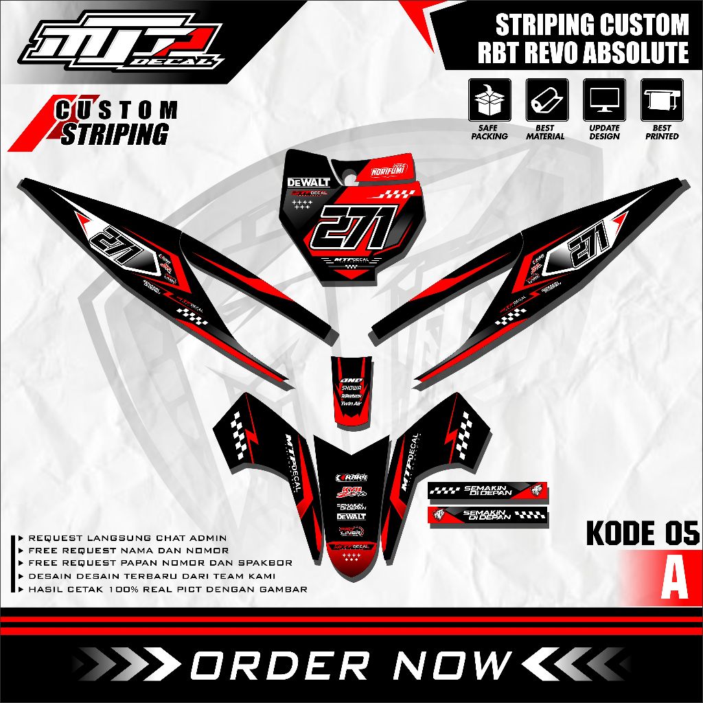 Jual MTP Stiker RBT/GTX REVO ABS110 Stiker Striping Motor RBT Bebek ...